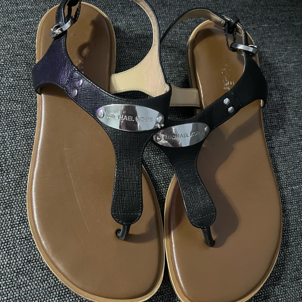 Michael Kors Black and Brown Women's Sandals Size 5